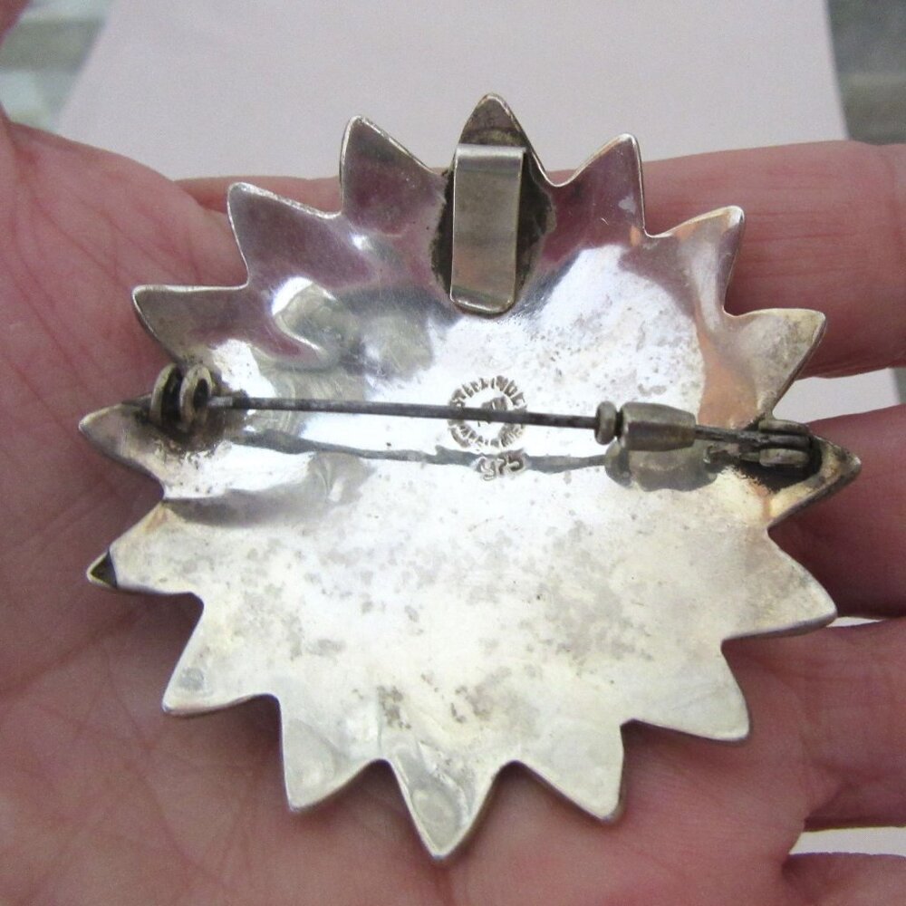 Vintage Signed ICM Mexico .925 Sterling Abalone Pinwheel Brooch Pin/Pendant - Picture 4 of 4